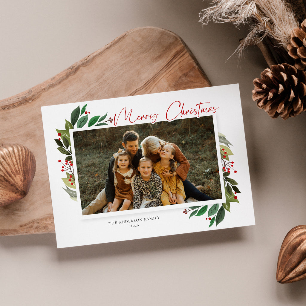 Watercolor Frame - Christmas Card Template-Template-Salsal Design