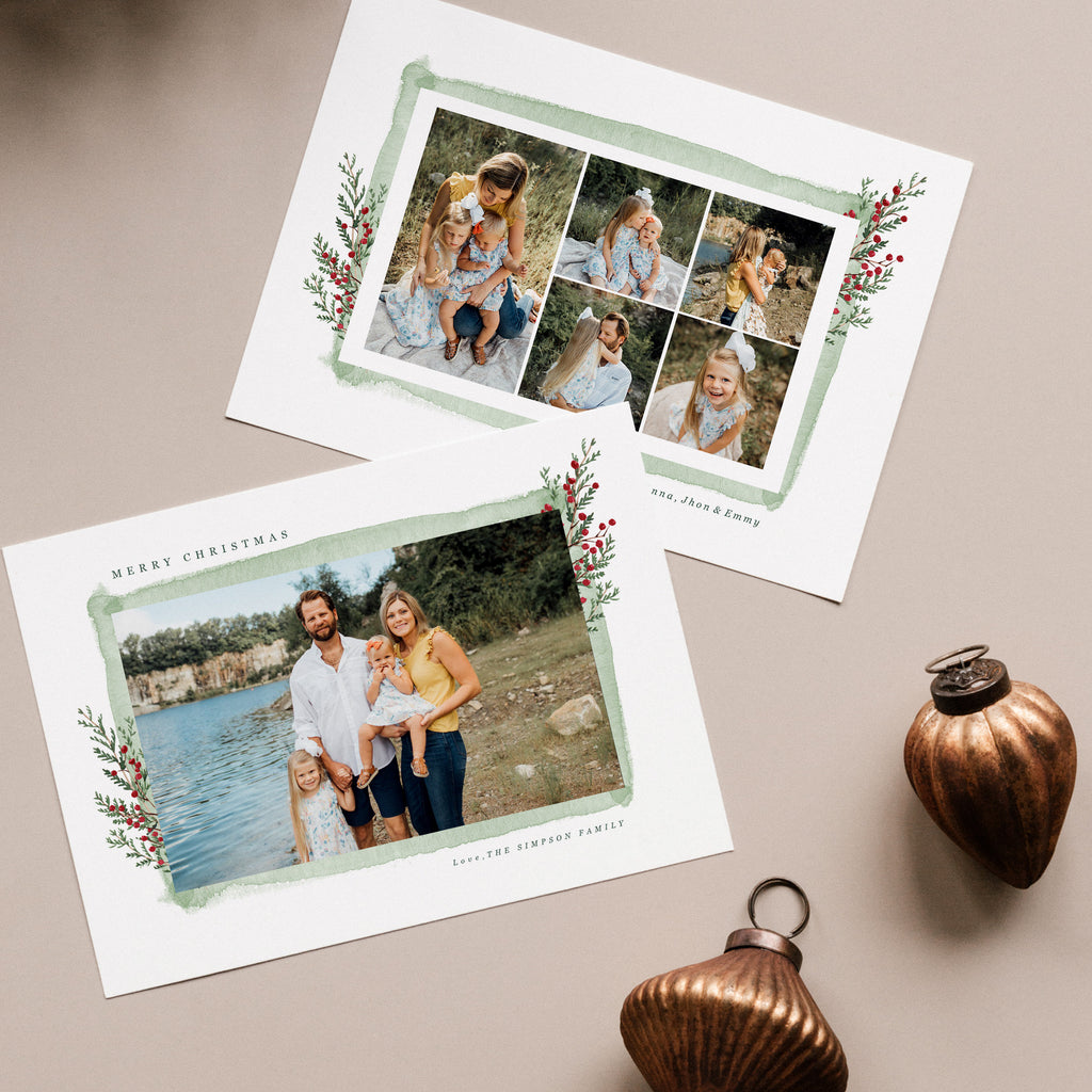 Berries | Horizontal - Christmas Card Template-Template-Salsal Design