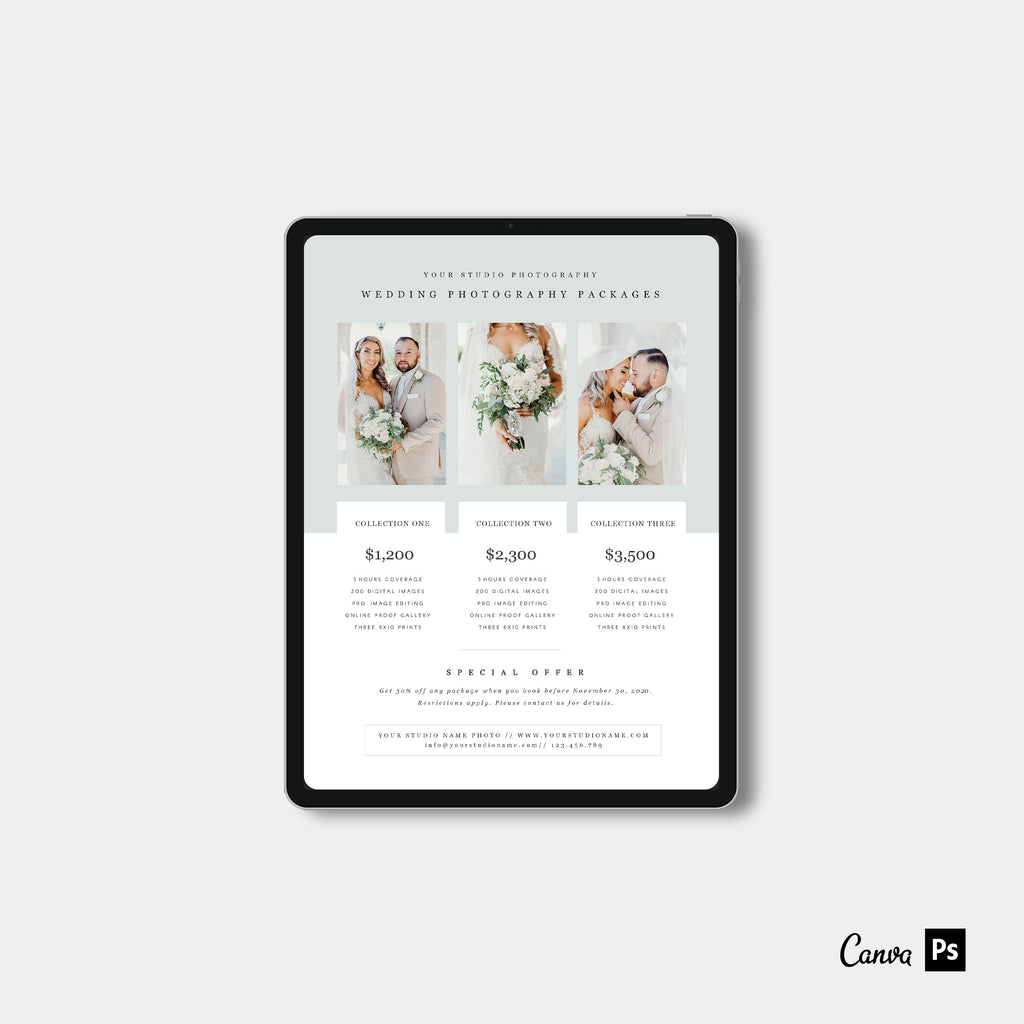 Light Green - Wedding Photography Price Guide Template-Template-Salsal Design