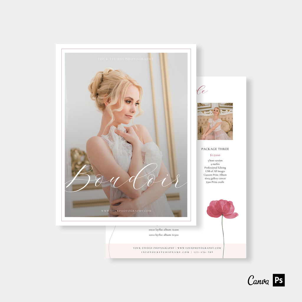 Watercolor Rose - Wedding Photography Price Guide Template-Template-Salsal Design
