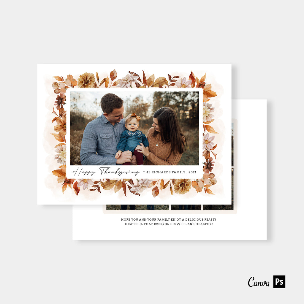 Leafy Frame - Thanksgiving Card-Template-Salsal Design