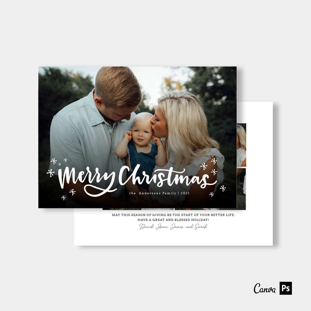 Merry & Blessed - Christmas Card Template-Template-Salsal Design