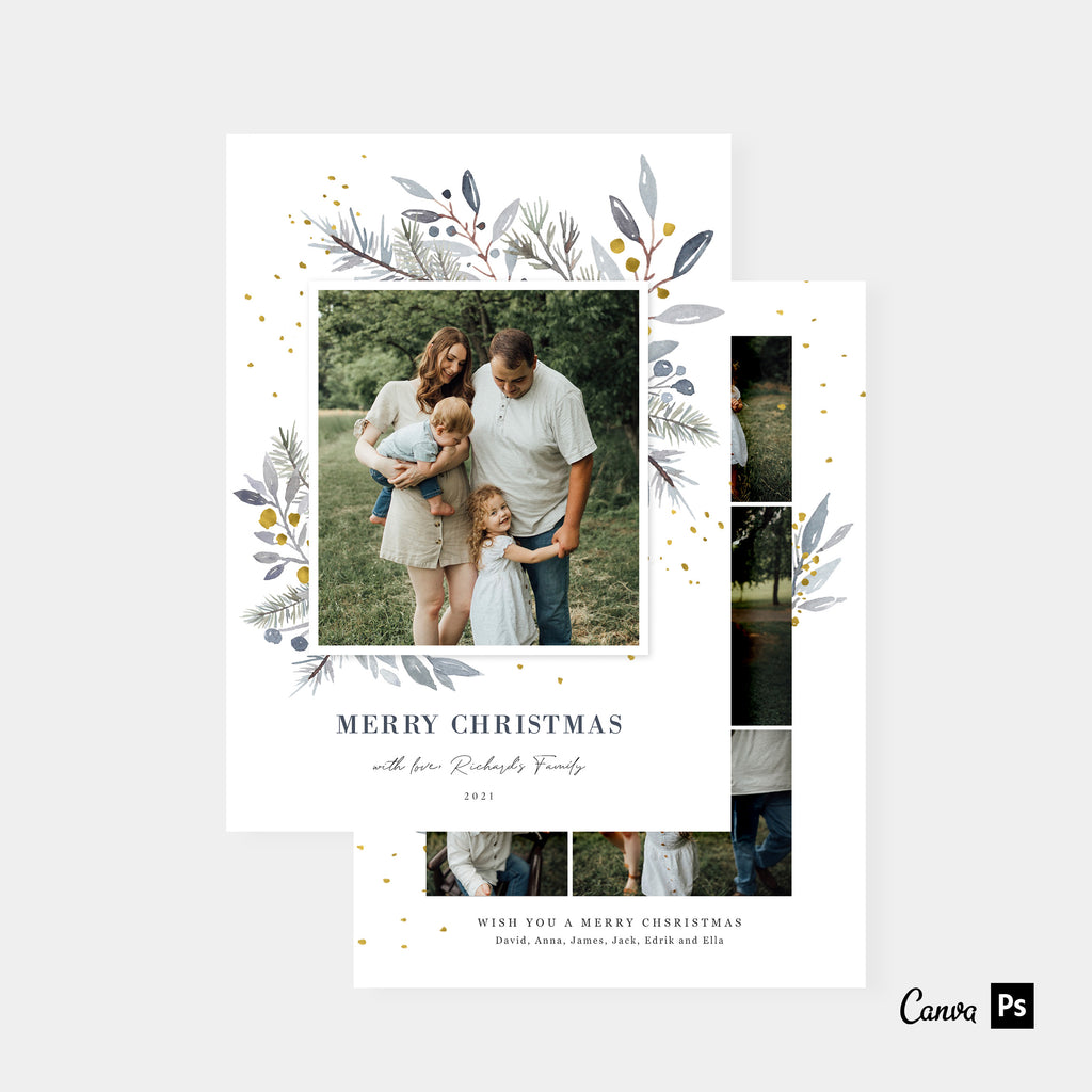 Chic Watercolor - Christmas Card Template-Template-Salsal Design